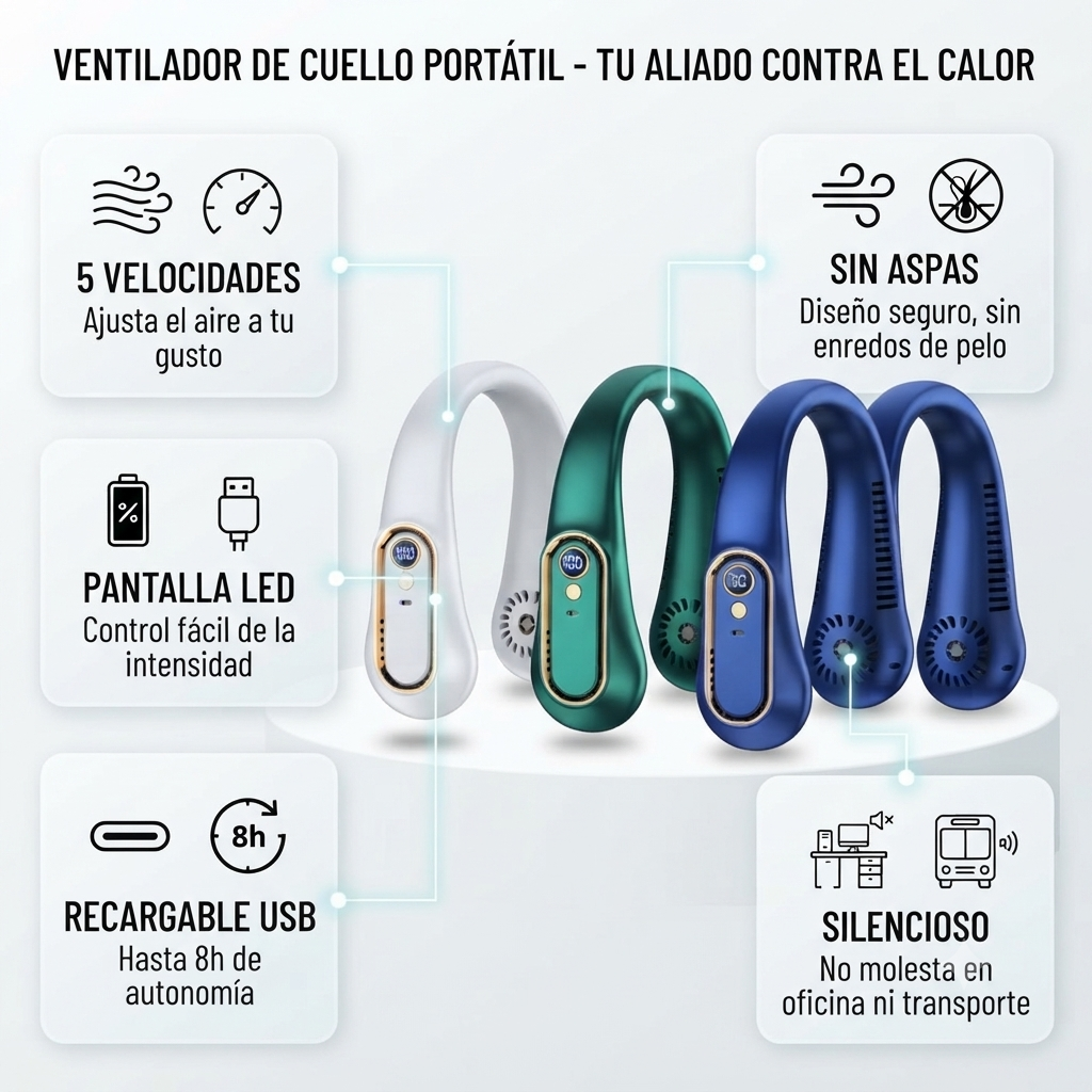 Ventilador de Cuello Portátil Sin Aspas