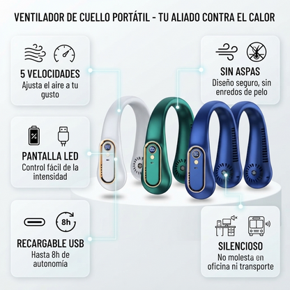 Ventilador de Cuello Portátil Sin Aspas